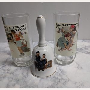 Norman Rockwell Arby's Glasses and Bell